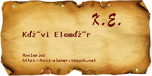 Kövi Elemér névjegykártya